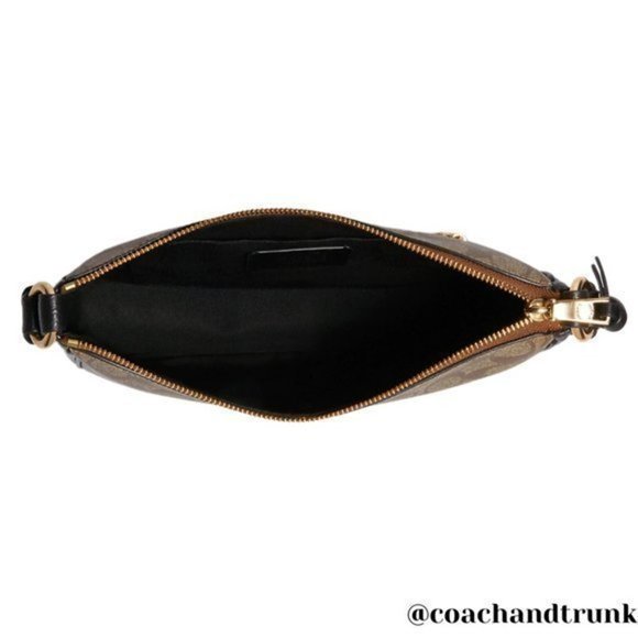 COACH 2 PCS NWT Ellie File Bag Khaki Black And Long Zip Around Wrist Strap - Picture 10 of 13